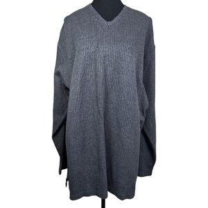 Van Heusen Men's V-Neck Cotton Sweaterin Grey Size XL